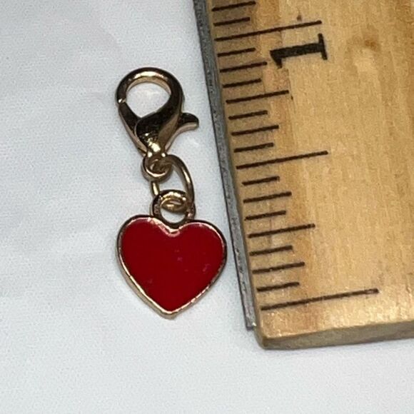 Gold Tone Red Heart Lobster Claw Charm - Picture 5 of 5